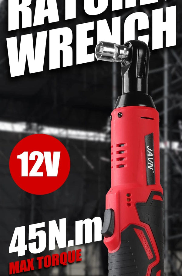 Planet Gates JAVN 12V Cordless Electric Wrench, 45NM 3/8'' Ratchet Wrench, Removal Screw Nut ,Car Repair Tools, Right Angle Wrench, Powe