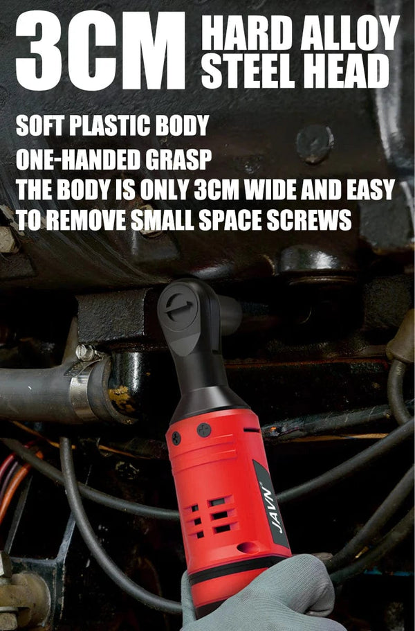 Planet Gates JAVN 12V Cordless Electric Wrench, 45NM 3/8'' Ratchet Wrench, Removal Screw Nut ,Car Repair Tools, Right Angle Wrench, Powe