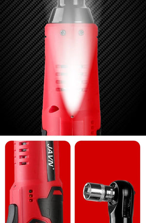 Planet Gates JAVN 12V Cordless Electric Wrench, 45NM 3/8'' Ratchet Wrench, Removal Screw Nut ,Car Repair Tools, Right Angle Wrench, Powe