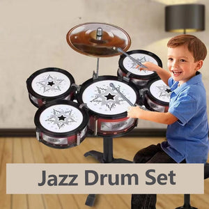 Planet Gates Jazz Drum Set for Kids 5 Drums / 3 Drums with Small Stool Drum Stick Set Music Instrument Educational Toys for Beginners Gifts