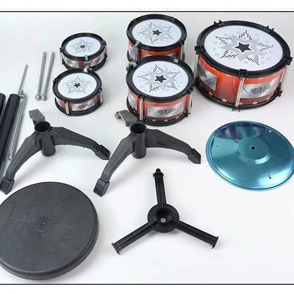 Planet Gates Jazz Drum Set for Kids 5 Drums / 3 Drums with Small Stool Drum Stick Set Music Instrument Educational Toys for Beginners Gifts