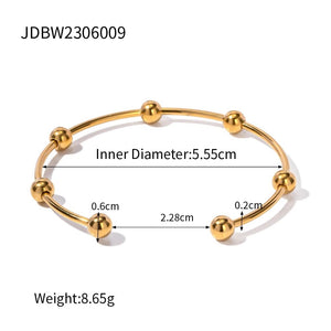 Planet Gates JDBW2306009 Uworld18k Gold Plated Stainless Steel Bracelets Jewelry Waterproof Mulit Round Ball Open Bangles for Women Man