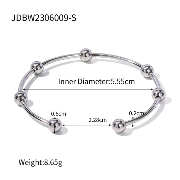 Planet Gates JDBW2306009 Uworld18k Gold Plated Stainless Steel Bracelets Jewelry Waterproof Mulit Round Ball Open Bangles for Women Man