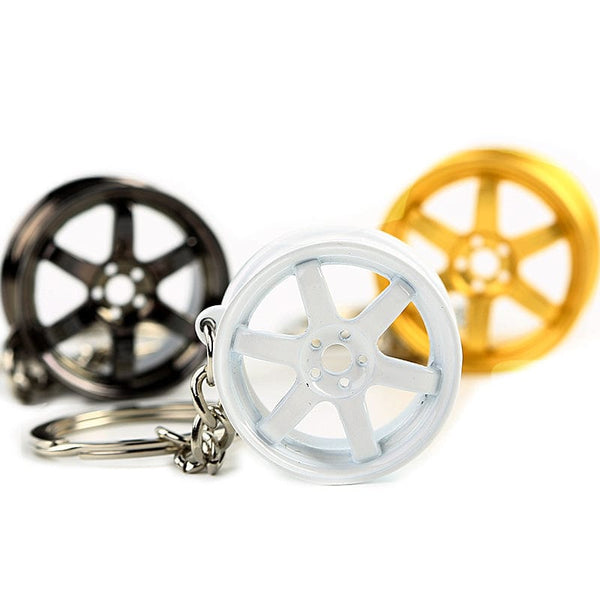 Planet Gates Jdm Car Auto Racing Parts Te37 Wheel Rim Shaped Mini Keychain Keyring Keyfob Alloy