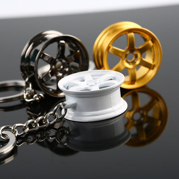 Planet Gates Jdm Car Auto Racing Parts Te37 Wheel Rim Shaped Mini Keychain Keyring Keyfob Alloy
