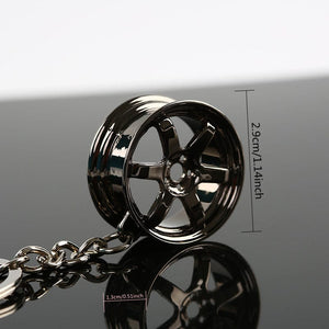 Planet Gates Jdm Car Auto Racing Parts Te37 Wheel Rim Shaped Mini Keychain Keyring Keyfob Alloy