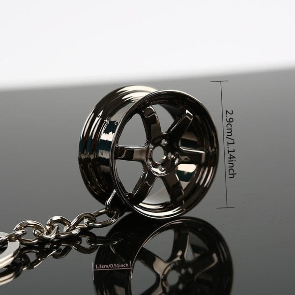 Planet Gates Jdm Car Auto Racing Parts Te37 Wheel Rim Shaped Mini Keychain Keyring Keyfob Alloy