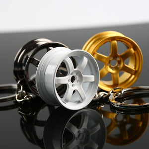 Planet Gates Jdm Car Auto Racing Parts Te37 Wheel Rim Shaped Mini Keychain Keyring Keyfob Alloy