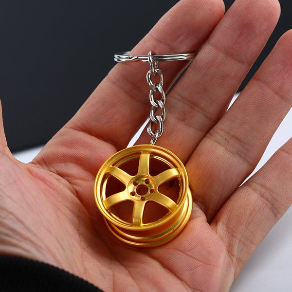 Planet Gates Jdm Car Auto Racing Parts Te37 Wheel Rim Shaped Mini Keychain Keyring Keyfob Alloy