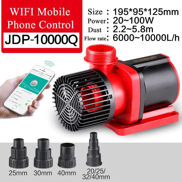 Planet Gates JDP-10000Q WIFI SUNSUN JDP DC Variable Frequency Silent Quiet Wifi Submersible Water Pump for Marine Reef Aquarium Fish Tank Pond 100-240v
