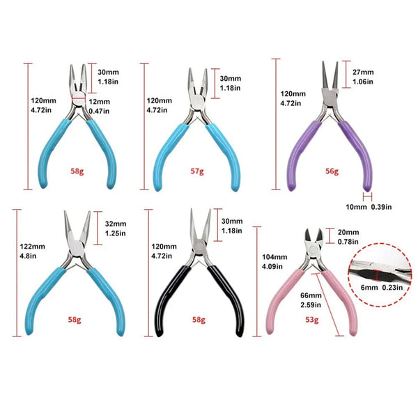 Planet Gates Jewelry Accessories Repair Making Kit Cutting/Bending Copper Wire Small Pliers Tweezers Scissors Opener Ring Tools Bag Pliers