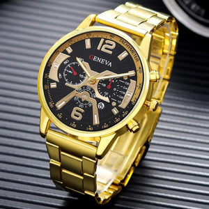 Planet Gates JHE81-HSG-SL01 1Pcs Men's Casual Business Trend Roman Day Digital Steel Band Quartz Watch 1PC Luxury Alloy Bracelet Birthday Christmas Gift Set