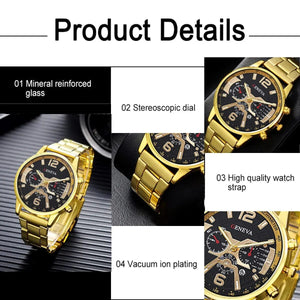 Planet Gates JHE81-HSG-SL01 1Pcs Men's Casual Business Trend Roman Day Digital Steel Band Quartz Watch 1PC Luxury Alloy Bracelet Birthday Christmas Gift Set