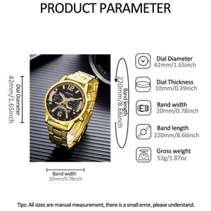 Planet Gates JHE81-HSG-SL01 1Pcs Men's Casual Business Trend Roman Day Digital Steel Band Quartz Watch 1PC Luxury Alloy Bracelet Birthday Christmas Gift Set