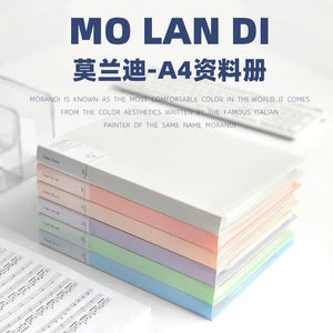Planet Gates JIANWU A4 Morandi File Bag 100 Pages Data Book Large Capacity File Folder Portfolio Office Stationery