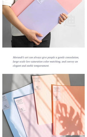 Planet Gates JIANWU A4 Morandi File Bag 100 Pages Data Book Large Capacity File Folder Portfolio Office Stationery