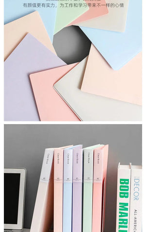 Planet Gates JIANWU A4 Morandi File Bag 100 Pages Data Book Large Capacity File Folder Portfolio Office Stationery