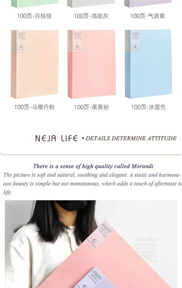 Planet Gates JIANWU A4 Morandi File Bag 100 Pages Data Book Large Capacity File Folder Portfolio Office Stationery