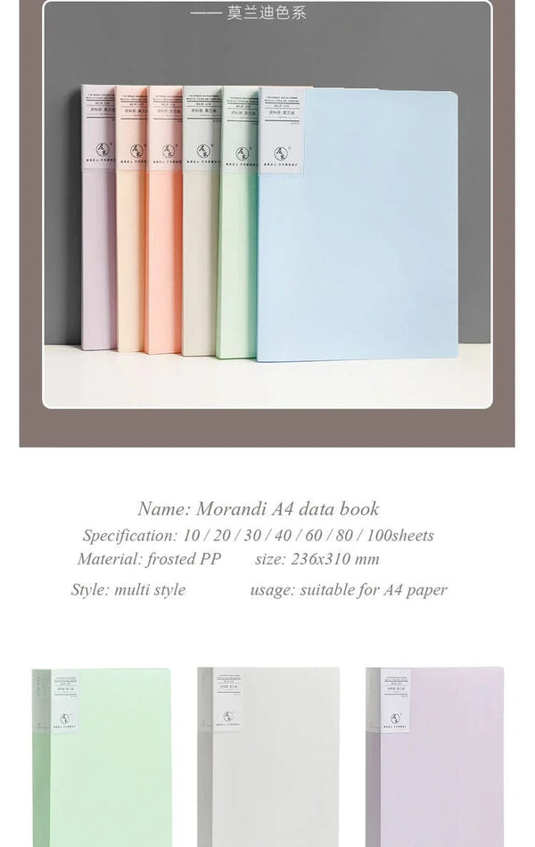 Planet Gates JIANWU A4 Morandi File Bag 100 Pages Data Book Large Capacity File Folder Portfolio Office Stationery