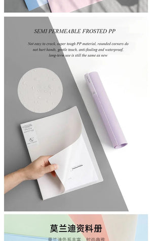 Planet Gates JIANWU A4 Morandi File Bag 100 Pages Data Book Large Capacity File Folder Portfolio Office Stationery