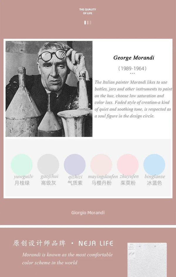 Planet Gates JIANWU A4 Morandi File Bag 100 Pages Data Book Large Capacity File Folder Portfolio Office Stationery