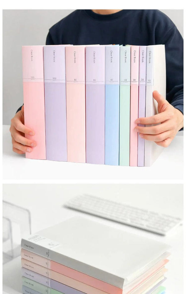 Planet Gates JIANWU A4 Morandi File Bag 100 Pages Data Book Large Capacity File Folder Portfolio Office Stationery