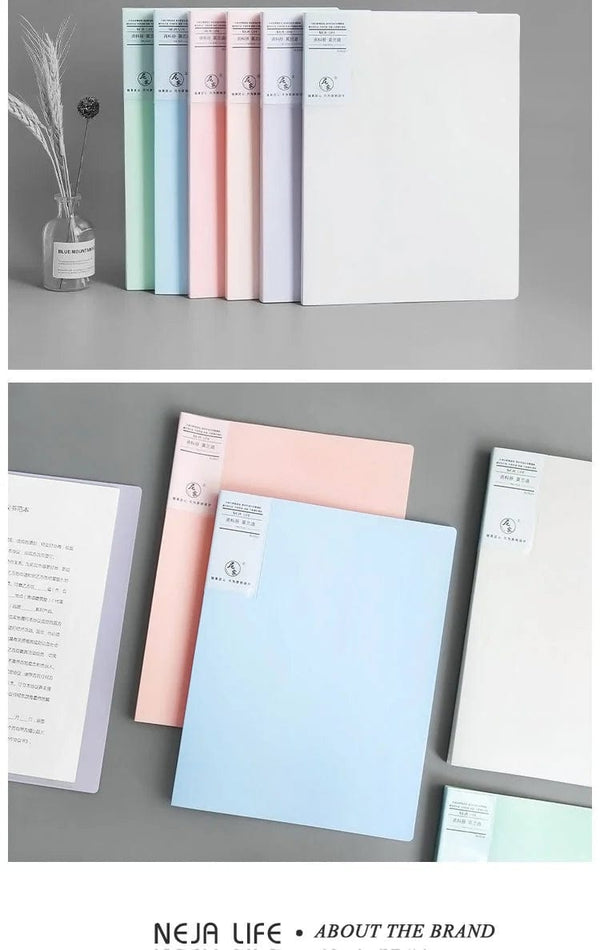 Planet Gates JIANWU A4 Morandi File Bag 100 Pages Data Book Large Capacity File Folder Portfolio Office Stationery