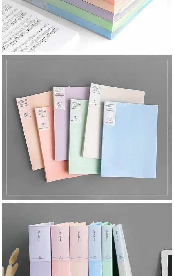 Planet Gates JIANWU A4 Morandi File Bag 100 Pages Data Book Large Capacity File Folder Portfolio Office Stationery