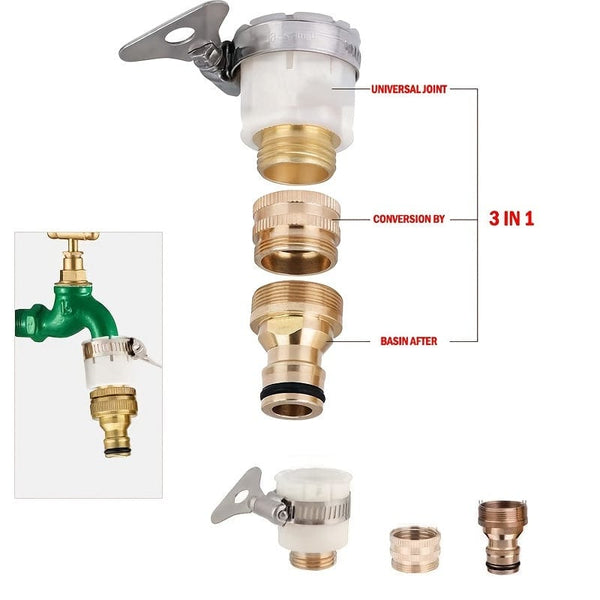 Planet Gates Joint Set 1 Set 18mm~32mm Universal Kitchen Water Hose Adapter Metal Faucet Connector Mixer Hose Adapter Tube Joint Fitting Garden Watering Tools