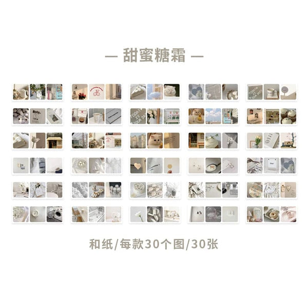 Planet Gates Journamm 30pcs/pack 90patterns/pack Ins Material Stickers Book Scrapbooking Junk Journal Creative Stationery DIY Deco Stickers