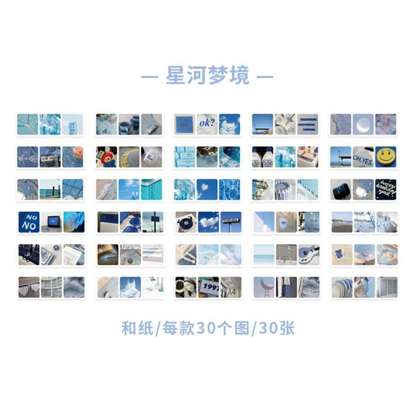 Planet Gates Journamm 30pcs/pack 90patterns/pack Ins Material Stickers Book Scrapbooking Junk Journal Creative Stationery DIY Deco Stickers