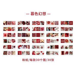 Planet Gates Journamm 30pcs/pack 90patterns/pack Ins Material Stickers Book Scrapbooking Junk Journal Creative Stationery DIY Deco Stickers