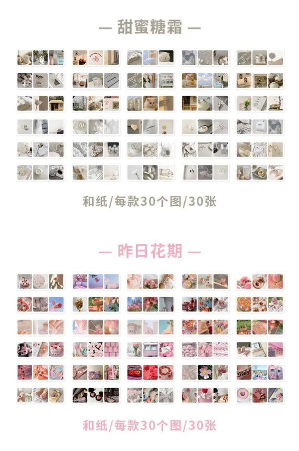 Planet Gates Journamm 30pcs/pack 90patterns/pack Ins Material Stickers Book Scrapbooking Junk Journal Creative Stationery DIY Deco Stickers