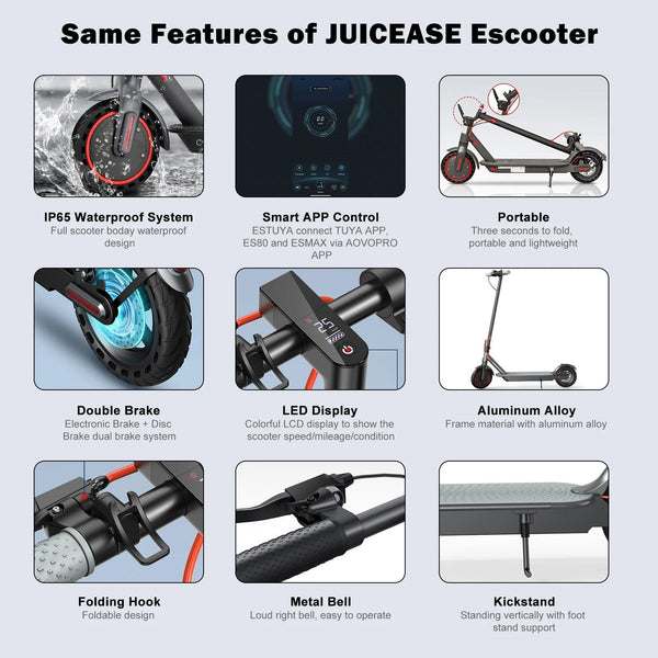 Planet Gates JUICEASE Electric Scooter 1000W/350W Powerful Motor 7.5/14.5AH Battery Folding Escooter 8.5/10 Inch Anti-Skip Tire for Adults