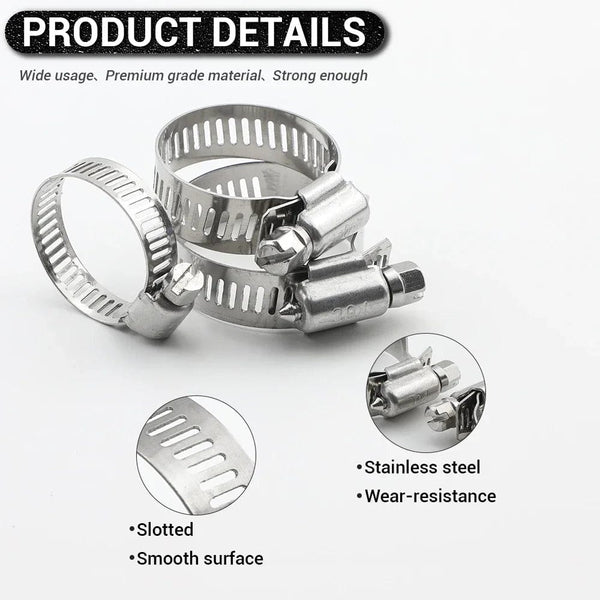 Planet Gates JUIDINTO 2-10pcs Adjustable Worm Gear Hose Clamp Stainless Steel 6-95mm Hose Clip Lock for Water and Gas Pipes