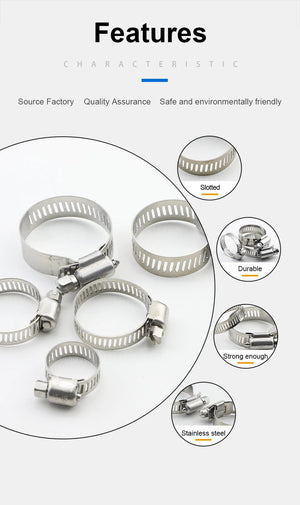 Planet Gates JUIDINTO 2-10pcs Adjustable Worm Gear Hose Clamp Stainless Steel 6-95mm Hose Clip Lock for Water and Gas Pipes