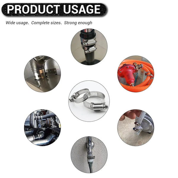 Planet Gates JUIDINTO 2-10pcs Adjustable Worm Gear Hose Clamp Stainless Steel 6-95mm Hose Clip Lock for Water and Gas Pipes