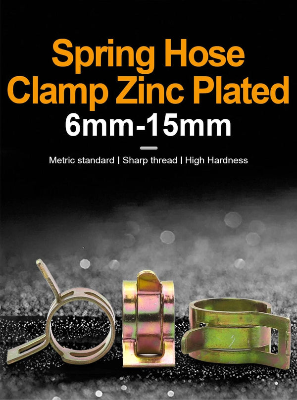 Planet Gates JUIDINTO 20pcs Fuel line Spring Clamp 6-15mm Spring Clip Fuel Oil Line Silicone Vacuum Hose Clamps Carbon Steel Zinc Plated Clip