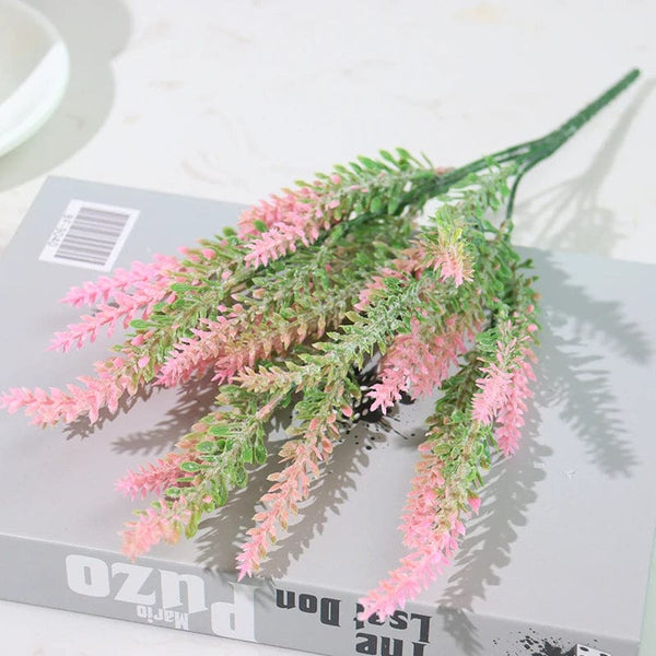 Planet Gates JY09-Pink1PCS Artificial Flowers Flocked Plastic Lavender Bundle Fake Plants Wedding Bridle Bouquet Indoor Outdoor Home Kitchen Office Table