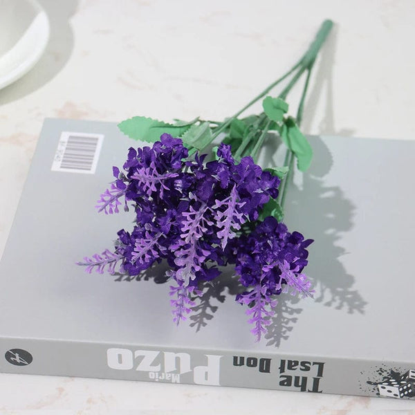 Planet Gates JY30-Deep purple1PCS Artificial Flowers Flocked Plastic Lavender Bundle Fake Plants Wedding Bridle Bouquet Indoor Outdoor Home Kitchen Office Table