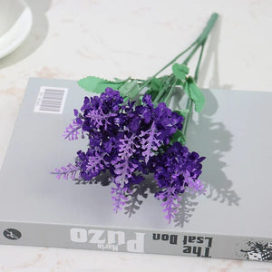 Planet Gates JY30-Deep purple1PCS Artificial Flowers Flocked Plastic Lavender Bundle Fake Plants Wedding Bridle Bouquet Indoor Outdoor Home Kitchen Office Table