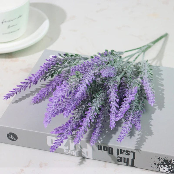 Planet Gates JY9- Deep purple1PCS Artificial Flowers Flocked Plastic Lavender Bundle Fake Plants Wedding Bridle Bouquet Indoor Outdoor Home Kitchen Office Table