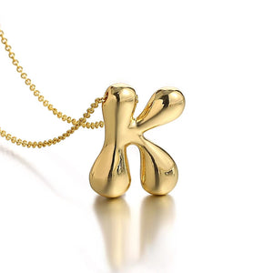 Planet Gates K Greatera Gold Color Chunky Balloon Bubble Initial Letter Pendant Choker Necklaces for Women Custom Personalized Jewelry