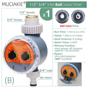 Planet Gates K MUCIAKIE Type A Solar Power Ball Valve Timers Home Garden Watering Irrigation Automatic Controller Waterproof 1/2 3/4'' Thread