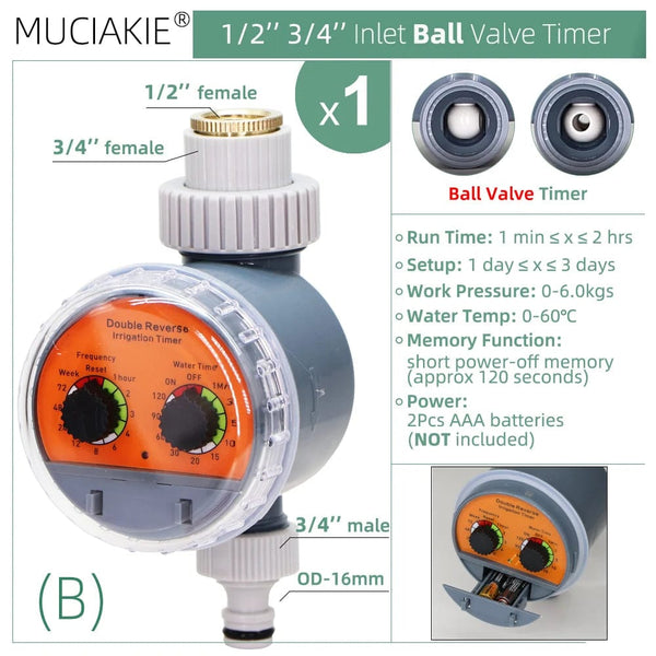 Planet Gates K MUCIAKIE Type A Solar Power Ball Valve Timers Home Garden Watering Irrigation Automatic Controller Waterproof 1/2 3/4'' Thread