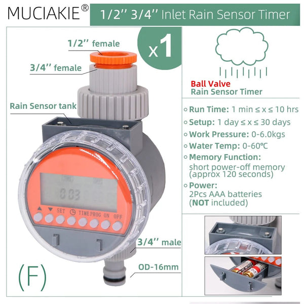 Planet Gates K MUCIAKIE Type A Solar Power Ball Valve Timers Home Garden Watering Irrigation Automatic Controller Waterproof 1/2 3/4'' Thread
