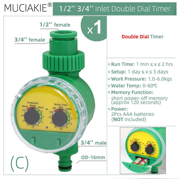 Planet Gates K MUCIAKIE Type A Solar Power Ball Valve Timers Home Garden Watering Irrigation Automatic Controller Waterproof 1/2 3/4'' Thread