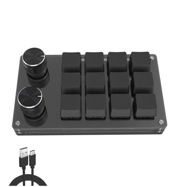 Planet Gates K03 White USB Macro Custom Mini Keyboard 12 Keys 2 Knob Programming DIY Mechanical Keyboard Gaming Drawing Switch Portable Hot-swap Keypad