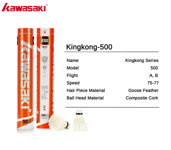 Planet Gates K100-Speed 76--4Tube Kawasaki King Kong 100/500 Feather Shuttlecock Badminton For Clubs & Training Racquet Sports Speed 76 77 Durable Badminton Ball