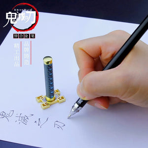 Planet Gates Kaigaku / Length 20cm 20CM Anime Demon Slayer Sword Model Gel Pen Kimetsu No Yaiba Tanjirou Weapon Black Refill Cosplay Prop Student Gift Box Package